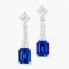 12ctw Emerald Cut Blue Sapphire Drop Earrings