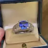 5.6ct Cushion Cut Tanzanite Blue Sapphire Engagement Ring