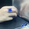 14ct Emerald Cut Sapphire Engagement Ring
