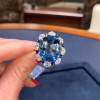 12ct Oval Cut Blue Sapphire Halo Cocktail Ring