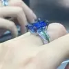 14ct Emerald Cut Sapphire Engagement Ring