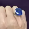 12ct Cushion Cut Sapphire Paved Engagement Ring
