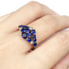 Round Cut Tanzanite Blue sapphire Cluster Ring
