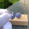 White and Blue Sapphire Stud Earrings