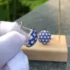 White and Blue Sapphire Stud Earrings