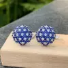 White and Blue Sapphire Stud Earrings