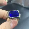 8.4ct Emerald Cut Tanzanite Blue Sapphire Engagement Ring
