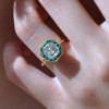 3ct Halo Asscher Cut White Sapphire Engagement Ring