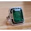 16ct Emerald Cut Double Halo Vintage Cocktail Ring