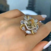 3ct Art Deco Princess Cut Yellow Sapphire Cocktail Ring