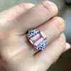 5.3ct Morganite Pink Sapphire Cluster Engagement Ring