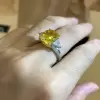 6ct Cushion Cut Yellow Sapphire Three Stone Engagement Ring