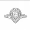 Handmade 3 Ct Double Halo Pear Cut Engagement Ring