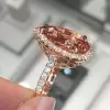 Handmade 7.5Ct Pear Cut Engagement Ring In Rose Gold Color