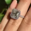 Handmade 4 Ct Cushion Cut Sterling Silver Engagement Ring