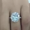 Handmade 2 Ct Oval Cut Large Halo Sterling Silver Engagement Ring