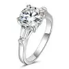 Handmade 3.5 Ct Brilliant Cut Three Stone Sterling Silver Engagement Ring