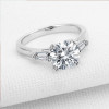 Handmade 3.5 Ct Brilliant Cut Three Stone Sterling Silver Engagement Ring