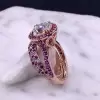 3ct Halo Round Cut White Sapphire Wedding Ring Set