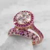 3ct Halo Round Cut White Sapphire Wedding Ring Set