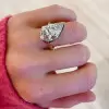 6.2ct Tilted Pear Cut Simple Two Tone Engagement Ring