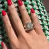 5.8ct Oval Cut White Sapphire Interlocking Loops Engagement Ring