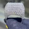 14ctw White Sapphire Paved Bold Square Dome Ring
