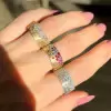 Flush Set Multicolor Sapphire Starry Band Rainbow Ring