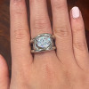 5.8ct Oval Cut White Sapphire Interlocking Loops Engagement Ring
