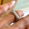 Paved White Sapphire Matte Square Wedding Band