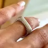 Paved White Sapphire Matte Square Wedding Band