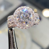 6.8ct Halo Round Cut White Sapphire Side Paved Engagement Ring