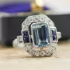 4ct Emerald Cut Aquamarine Art-deco Cocktail Ring