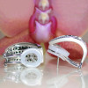 Paved White-Black Sapphire Hoop Earrings