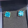 8ctw Cushion Cut Aquamarine Flower Stud Earrings