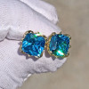8ctw Cushion Cut Aquamarine Flower Stud Earrings