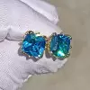 8ctw Cushion Cut Aquamarine Flower Stud Earrings