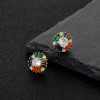 Cushion-Shaped Multicolor Sapphire Stud Earrings