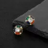 Cushion-Shaped Multicolor Sapphire Stud Earrings