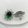 11.6ctw Oval Cut Emerald Halo Stud Earrings