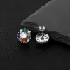Cushion-Shaped Multicolor Sapphire Stud Earrings