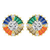 Cushion-Shaped Multicolor Sapphire Stud Earrings