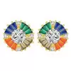 Cushion-Shaped Multicolor Sapphire Stud Earrings