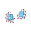 Emerald Cut Aquamarine Stud Earrings