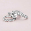 5ct Oval Cut White Sapphire 3pcs Bridal Set