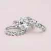 5ct Oval Cut White Sapphire 3pcs Bridal Set