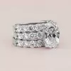 5ct Oval Cut White Sapphire 3pcs Bridal Set