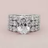 5ct Oval Cut White Sapphire 3pcs Bridal Set