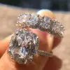 2ct Cushion Cut White Sapphire 2pcs Bridal Set