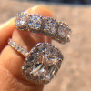 2ct Cushion Cut White Sapphire 2pcs Bridal Set